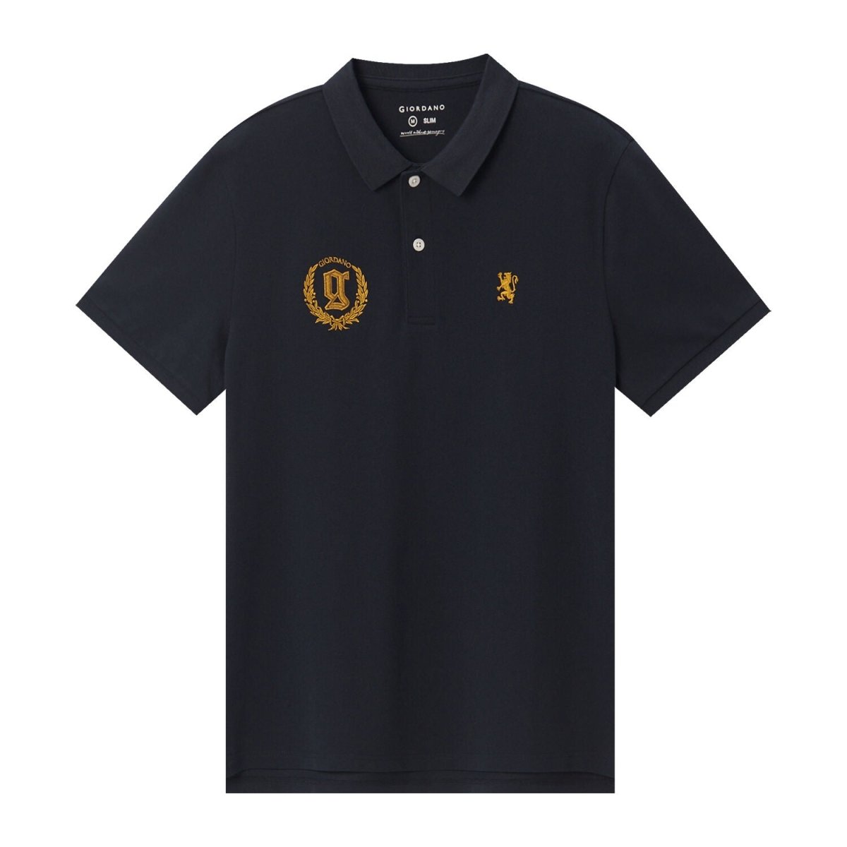 Men's Embroidered Bold Polo - Slim Fit, Cotton Lycra Pique S - Shop Giordano