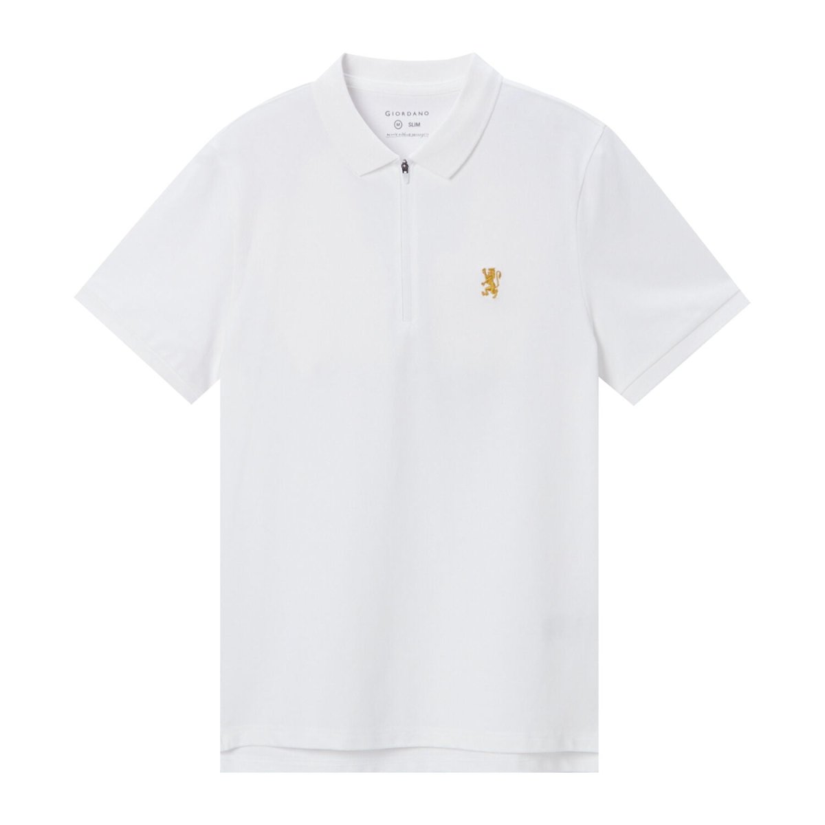 Giordano Men's Embroidered Bold Polo - Slim Fit, Cotton Lycra Pique - Premium Polo