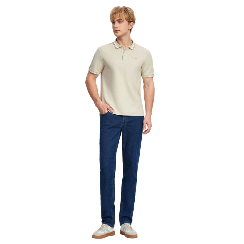 Men's Flat Knit Collar Short Sleeve Cotton Blend Polo S - Shop Giordano