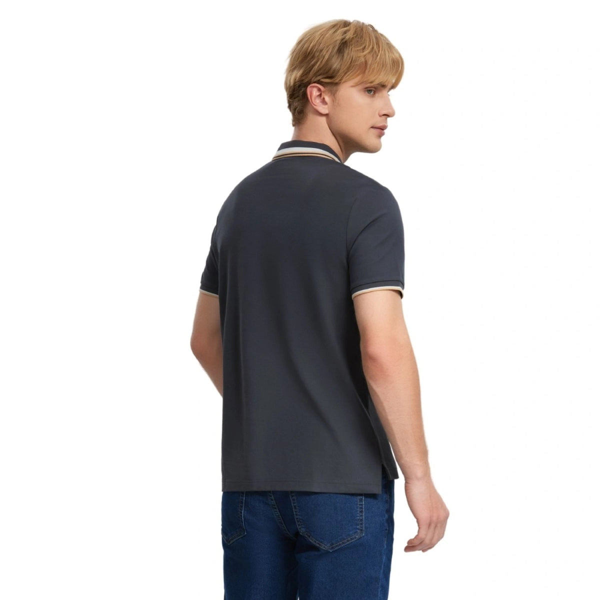 Men's Flat Knit Collar Short Sleeve Cotton Blend Polo - Giordano