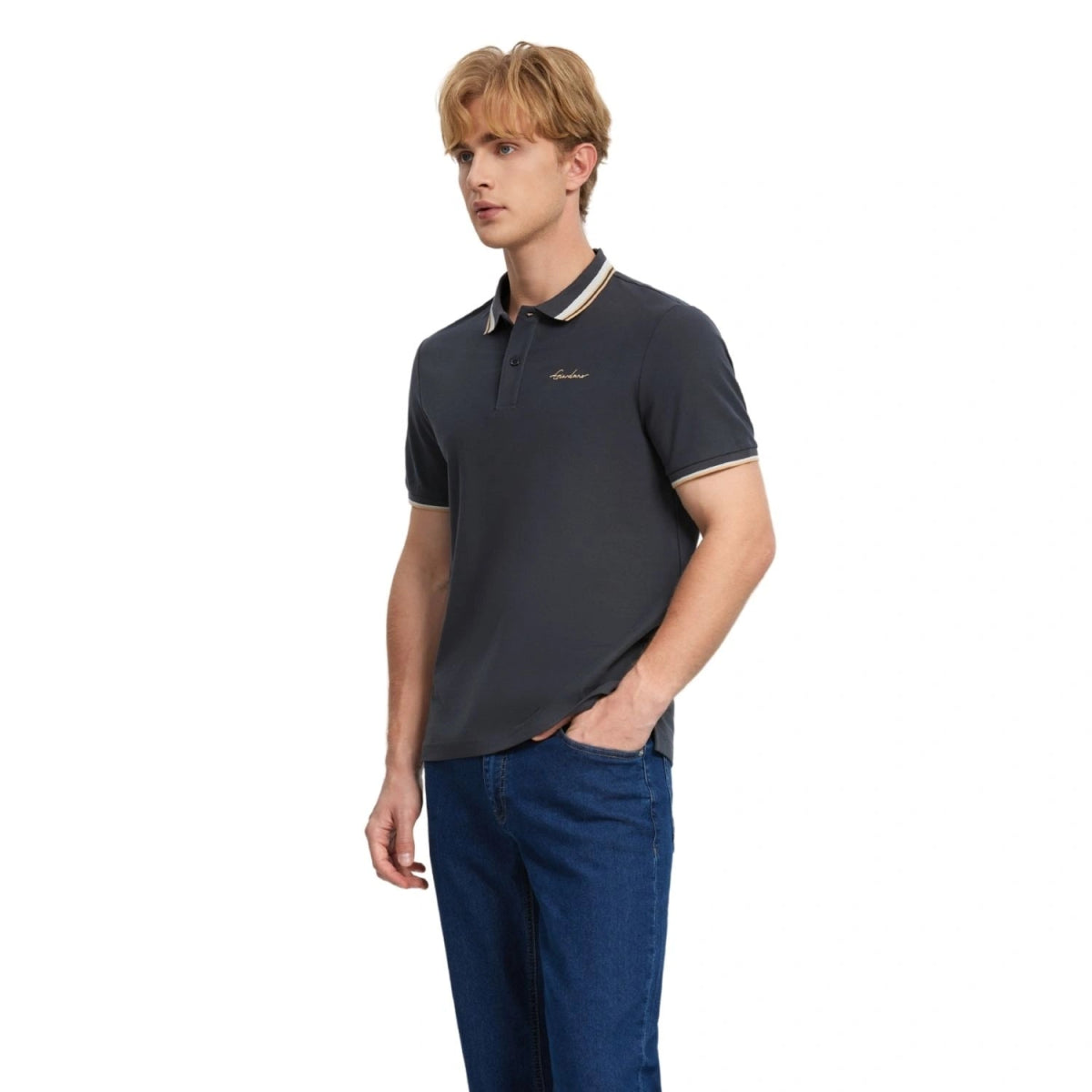Men's Flat Knit Collar Short Sleeve Cotton Blend Polo - Giordano