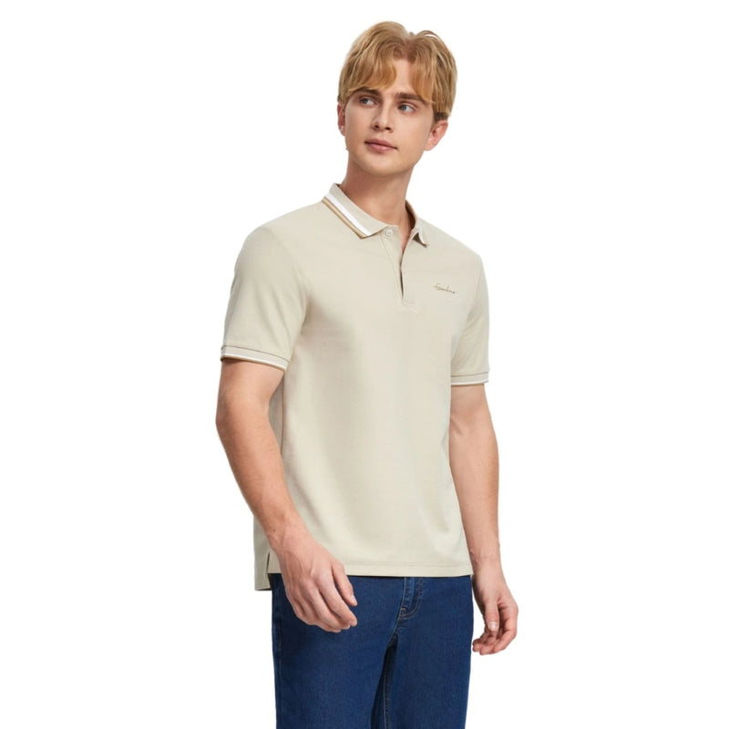 Men's Flat Knit Collar Short Sleeve Cotton Blend Polo S - Shop Giordano