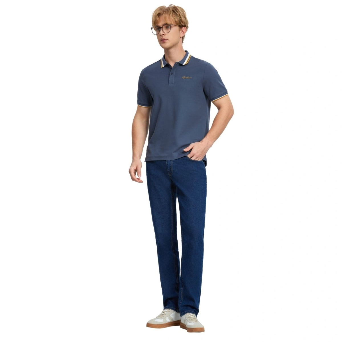 Men's Flat Knit Collar Short Sleeve Cotton Blend Polo S - Shop Giordano