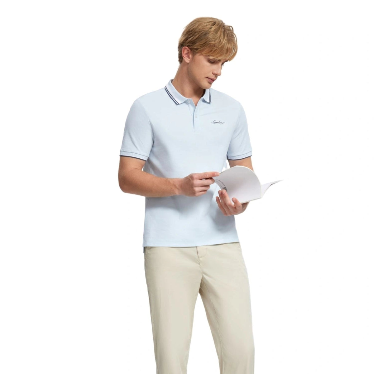 Men's Flat Knit Collar Short Sleeve Cotton Blend Polo - Giordano