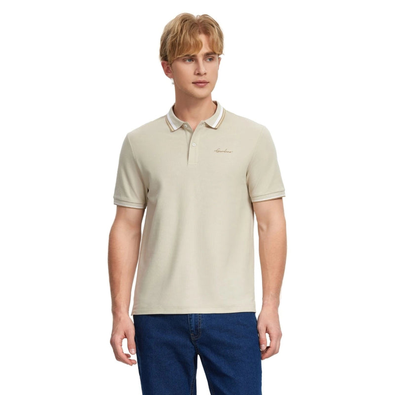 Men's Flat Knit Collar Short Sleeve Cotton Blend Polo S - Shop Giordano