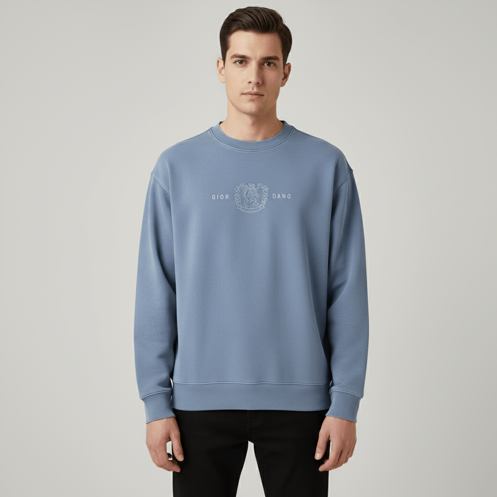 Men’s French Terry Crew Neck Printed Sweatshirt S - Shop Giordano