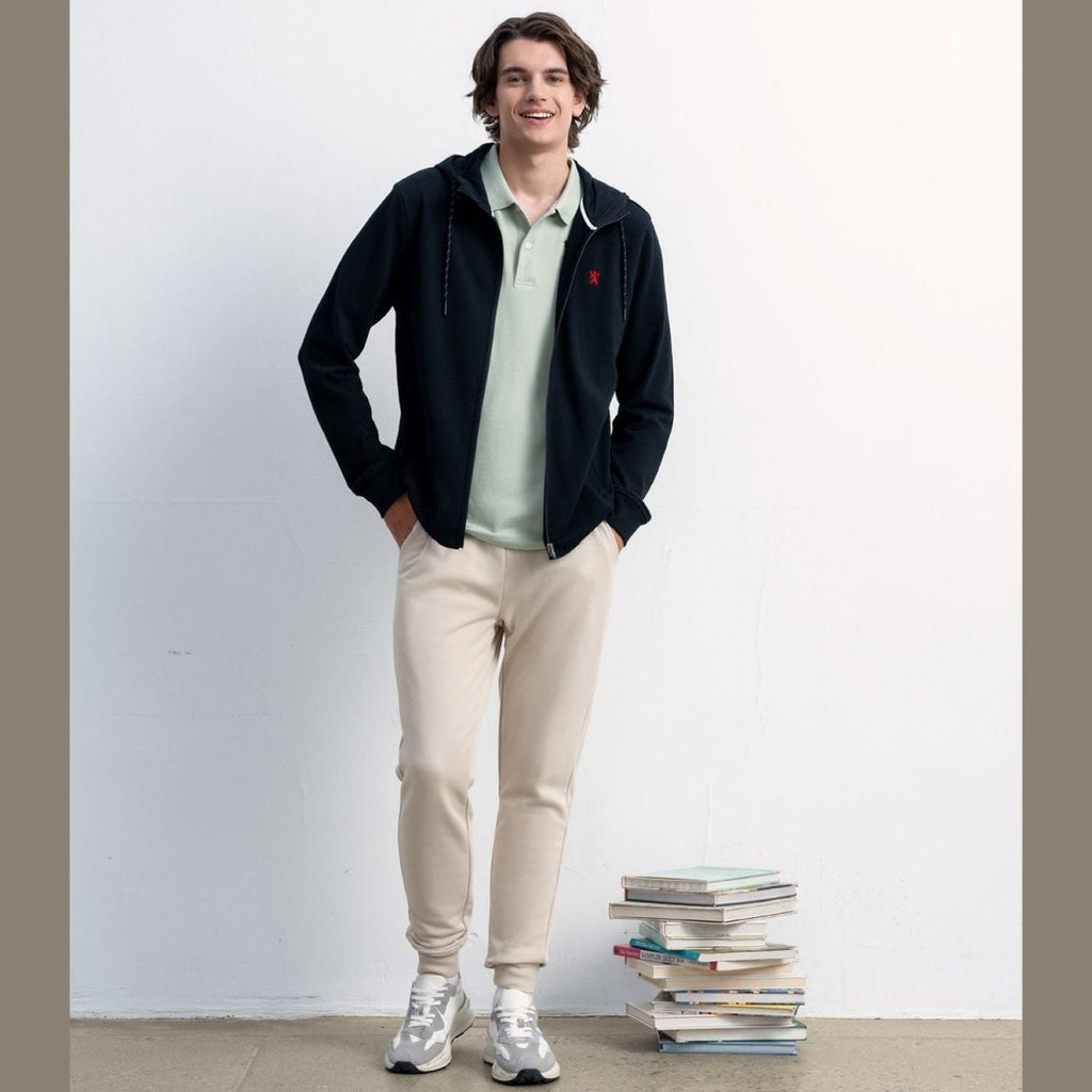 Men's French Terry Jogger Pants - Slim Fit, Elastic Waist, Comfortable & Stylish S - Shop Giordano