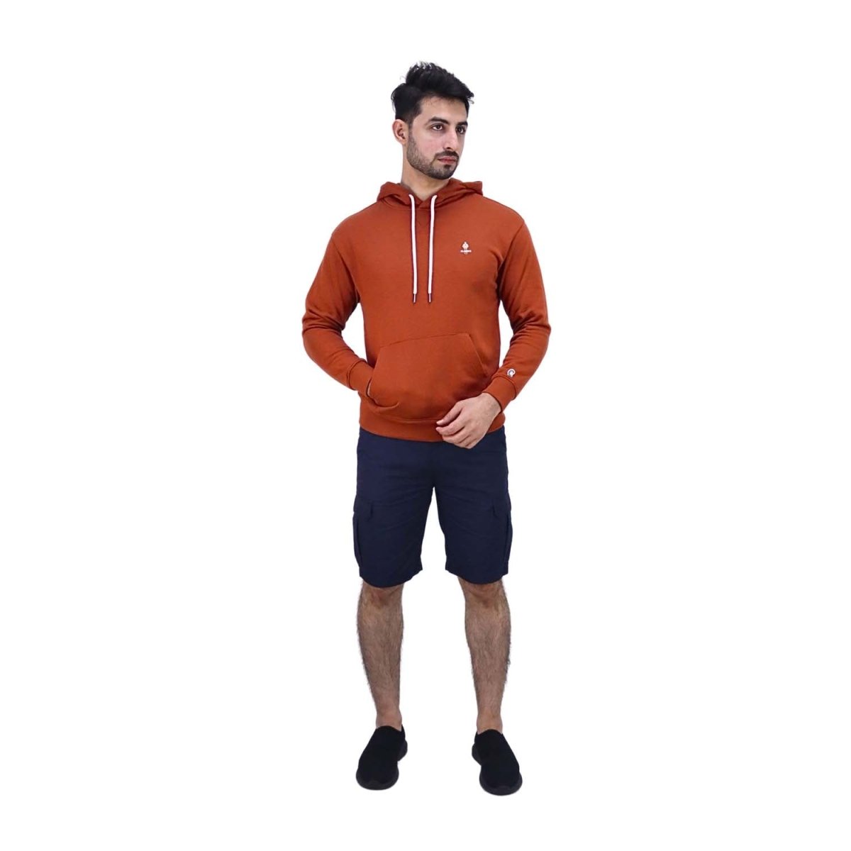 Men's French Terry Long Sleeve Relaxed Fit Classic Logo Print Sweatshirt Hoodie - Giordano