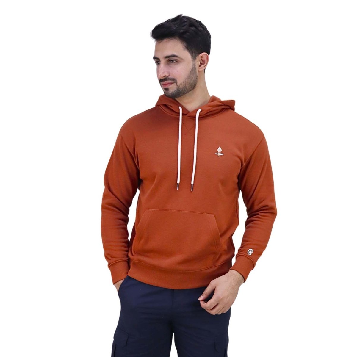 Men's French Terry Long Sleeve Relaxed Fit Classic Logo Print Sweatshirt Hoodie - Giordano