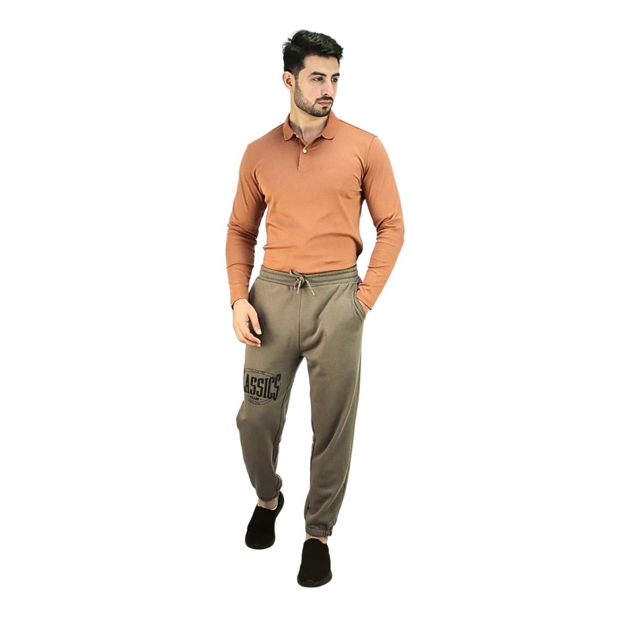 Men's French Terry Mid Rise Relaxed Tapered Fit Classic Print Knit Joggers - Giordano