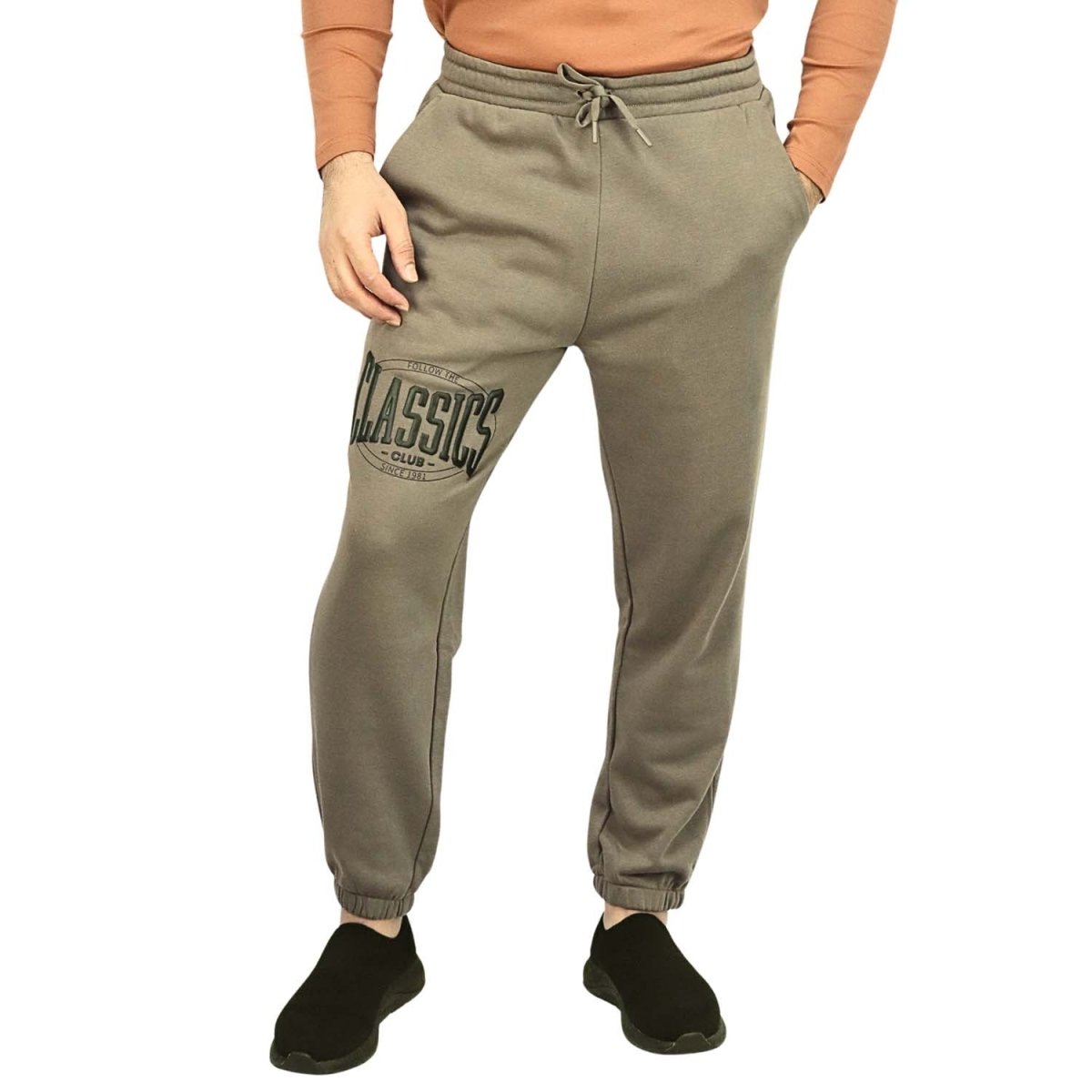 Men's French Terry Mid Rise Relaxed Tapered Fit Classic Print Knit Joggers - Giordano