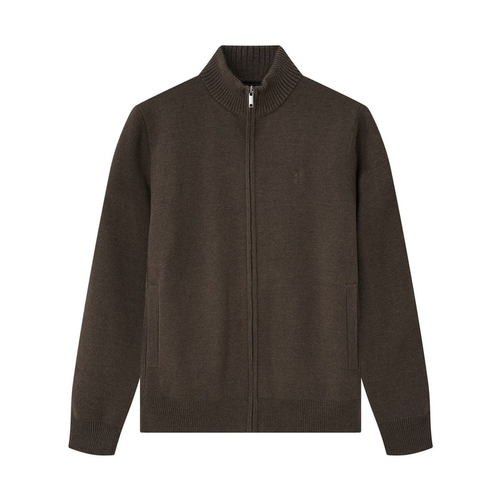 Men's Full - Zip Mock Neck Textured Knit Cardigan S - Shop Giordano