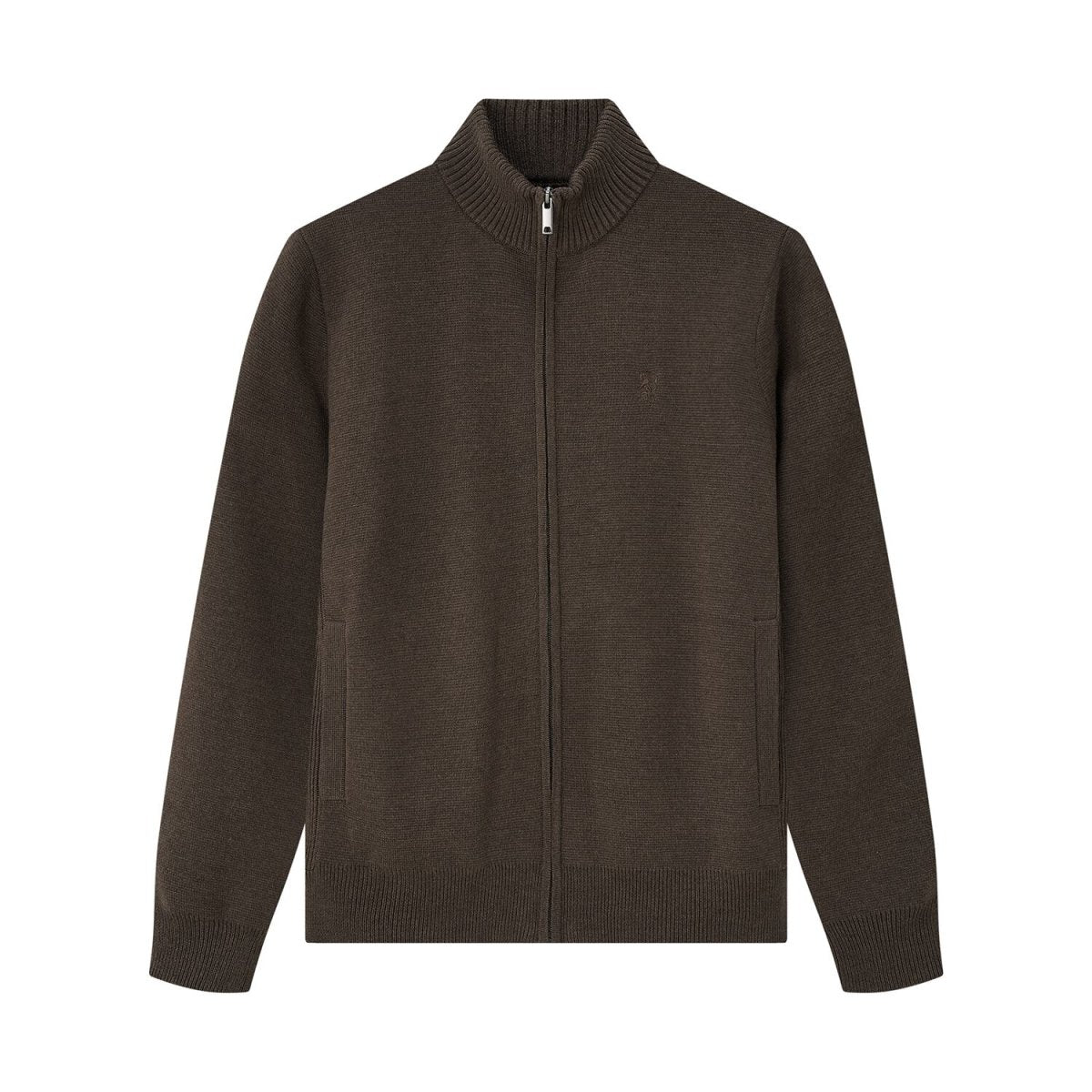 Men's Full - Zip Mock Neck Textured Knit Cardigan S - Shop Giordano