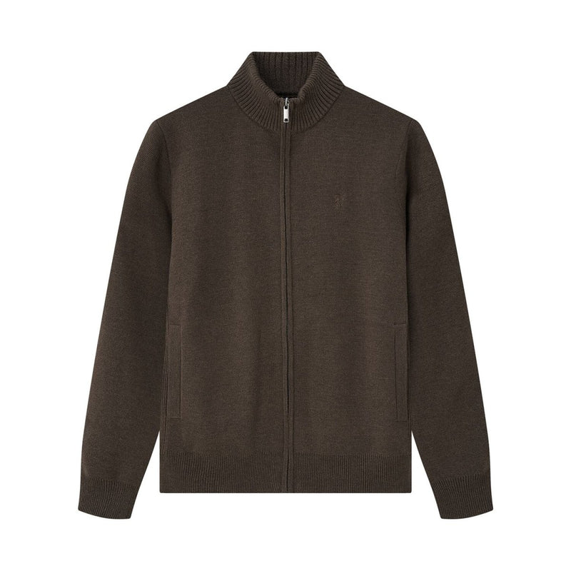 Men's Full - Zip Mock Neck Textured Knit Cardigan S - Shop Giordano