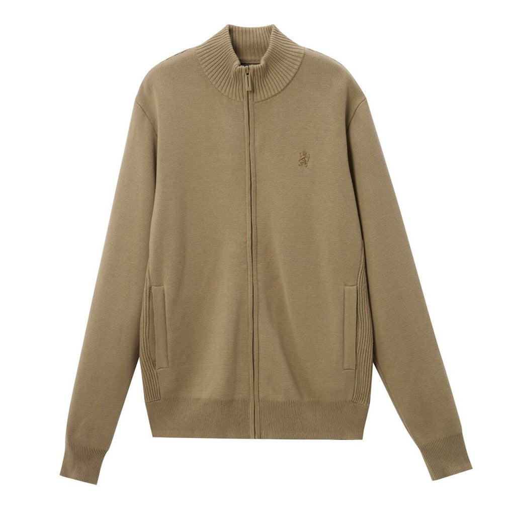 Men's Full - Zip Mock Neck Textured Knit Cardigan S - Shop Giordano