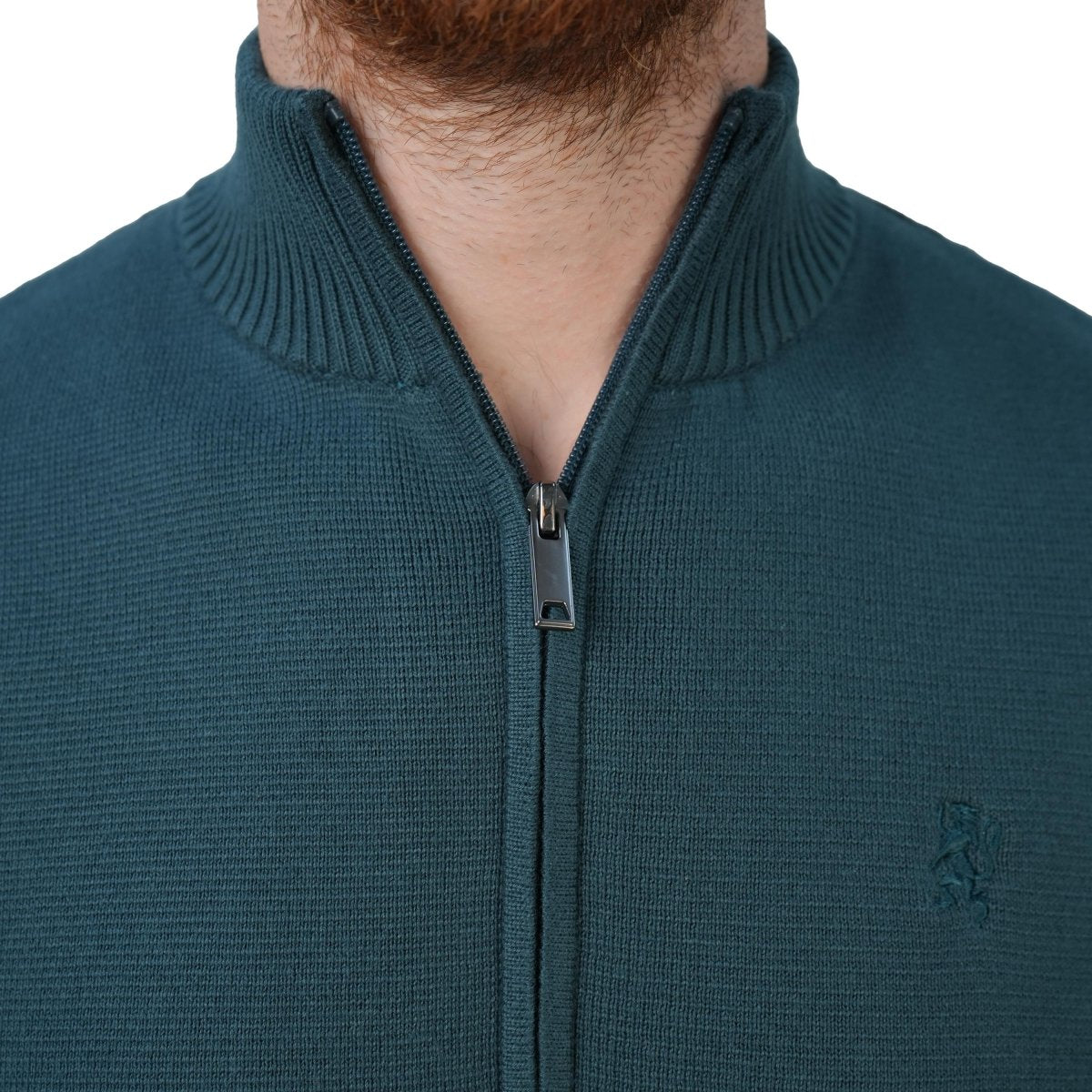 Giordano Men's Full-Zip Mock Neck Textured Knit Cardigan | Green