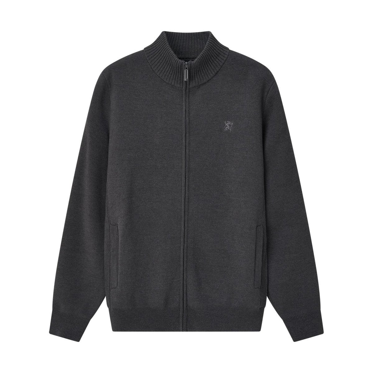 Men's Full - Zip Mock Neck Textured Knit Cardigan S - Shop Giordano