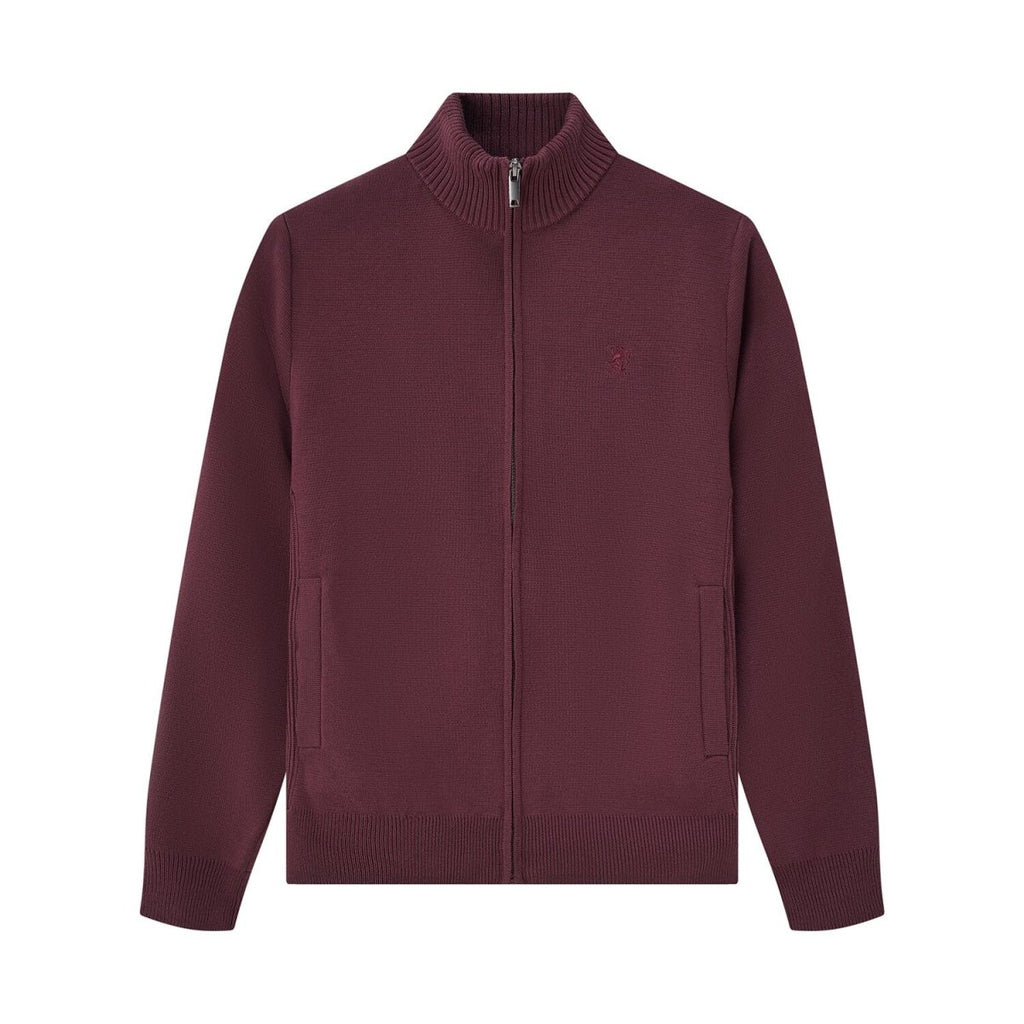 Men's Full - Zip Mock Neck Textured Knit Cardigan S - Shop Giordano