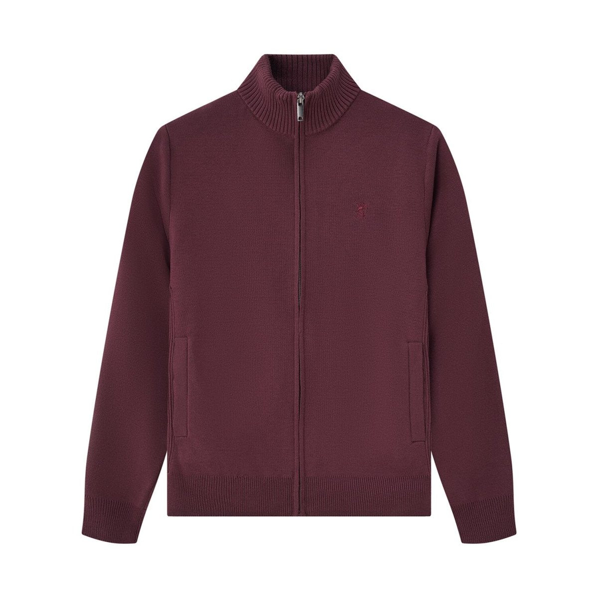 Men's Full - Zip Mock Neck Textured Knit Cardigan S - Shop Giordano