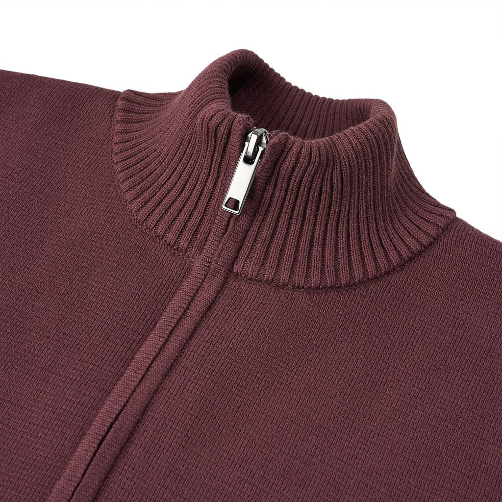 Men's Full - Zip Mock Neck Textured Knit Cardigan S - Shop Giordano