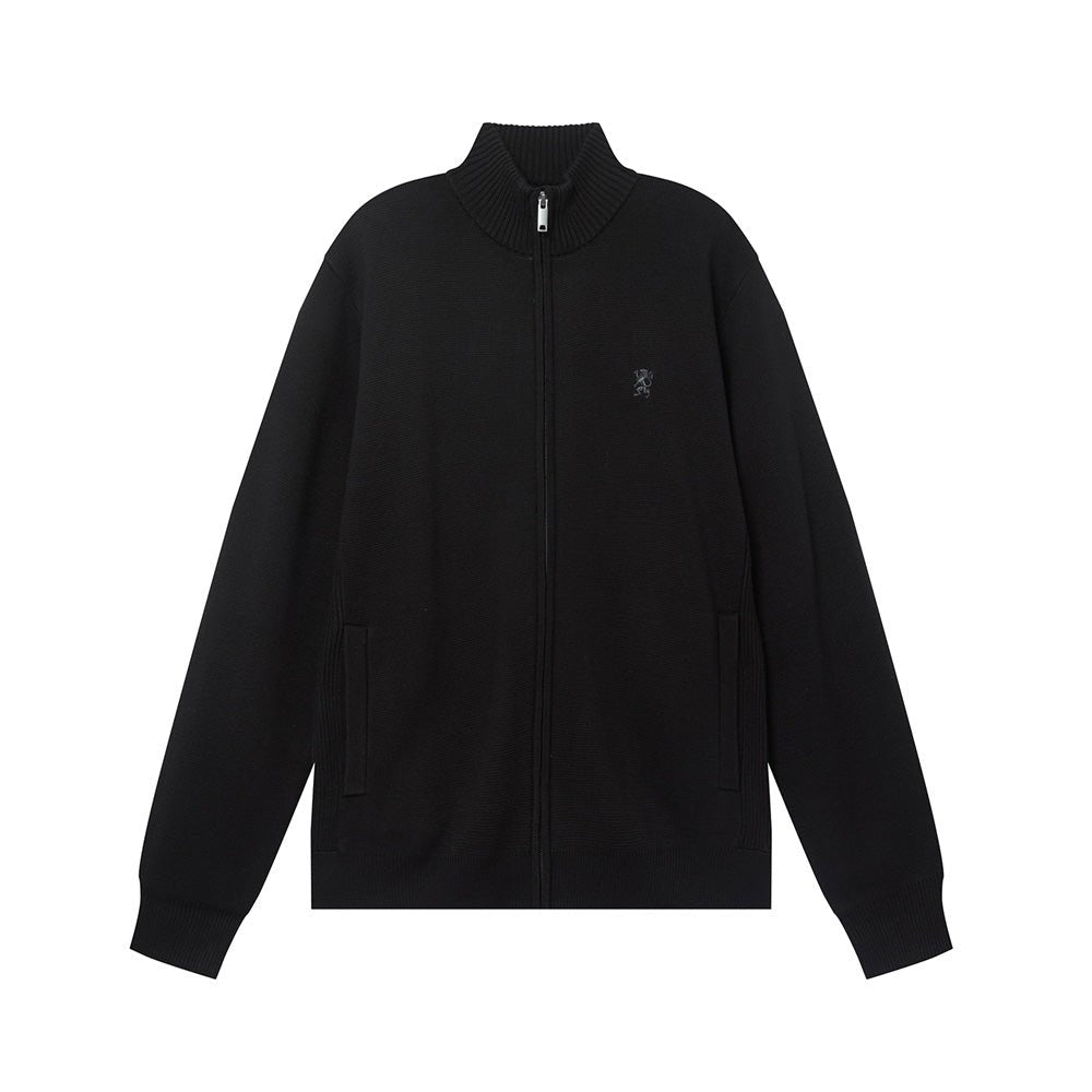 Men's Full - Zip Mock Neck Textured Knit Cardigan S - Shop Giordano