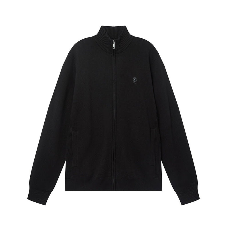 Men's Full - Zip Mock Neck Textured Knit Cardigan S - Shop Giordano