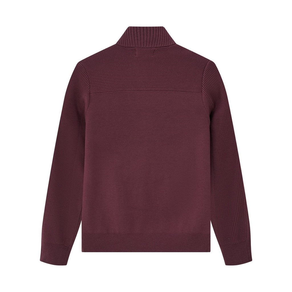 Men's Full - Zip Mock Neck Textured Knit Cardigan S - Shop Giordano