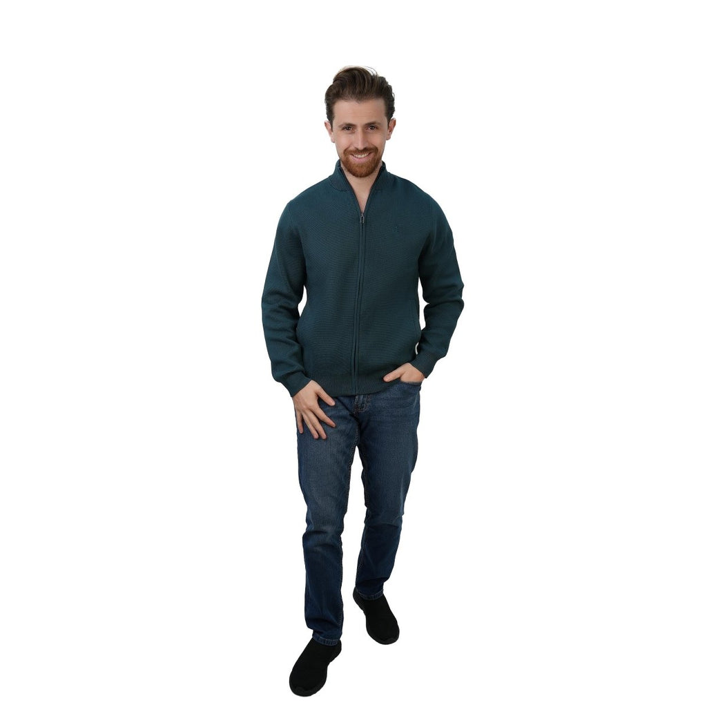 Men's Full - Zip Mock Neck Textured Knit Cardigan S - Shop Giordano