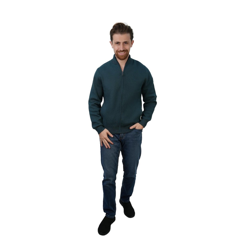 Men's Full - Zip Mock Neck Textured Knit Cardigan S - Shop Giordano