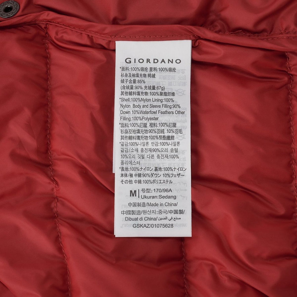 Giordano Men's Full-Zip Seasonal Nylon Duck Down Jacket - Premium Jackets