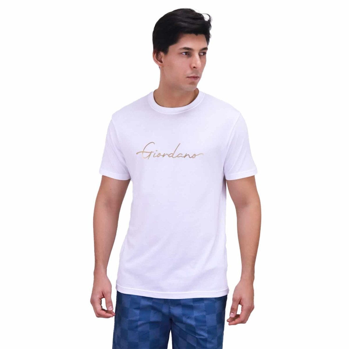 Men's Giordano Slim Fit Tee: Signature Print, 100% Cotton Jersey - Giordano