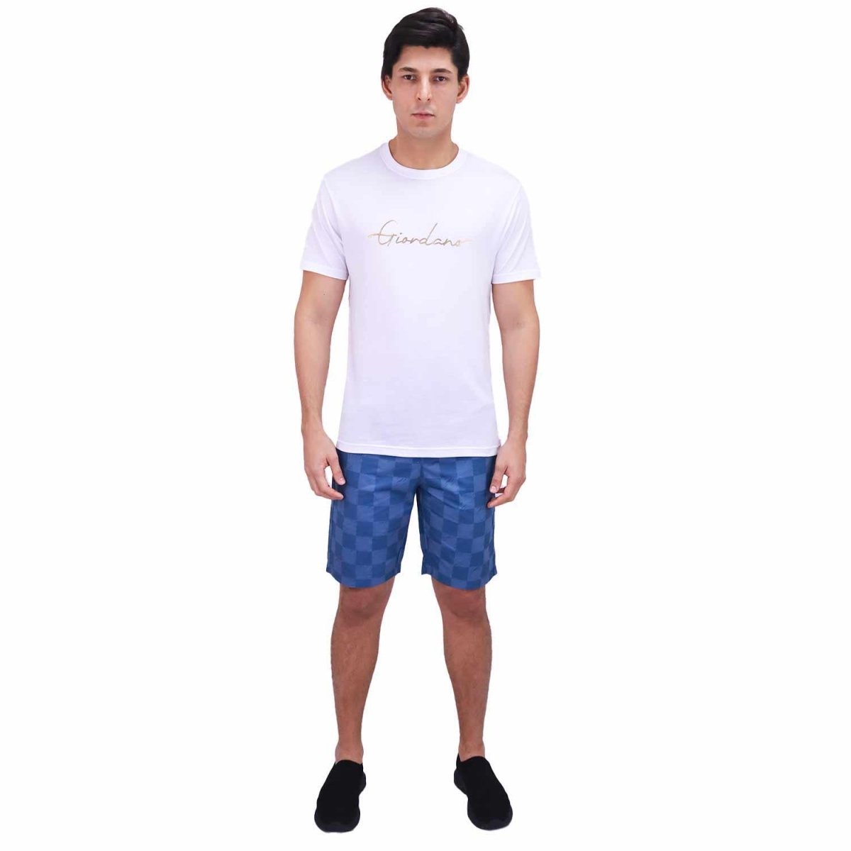 Men's Giordano Slim Fit Tee: Signature Print, 100% Cotton Jersey - Giordano