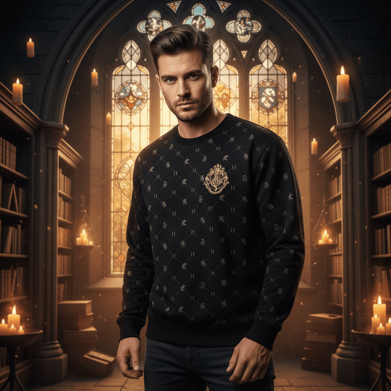 Giordano Men's Harry Potter All-Over Print Pullover - Cotton Ployester - Limited Edition Collection - Premium Sweaters