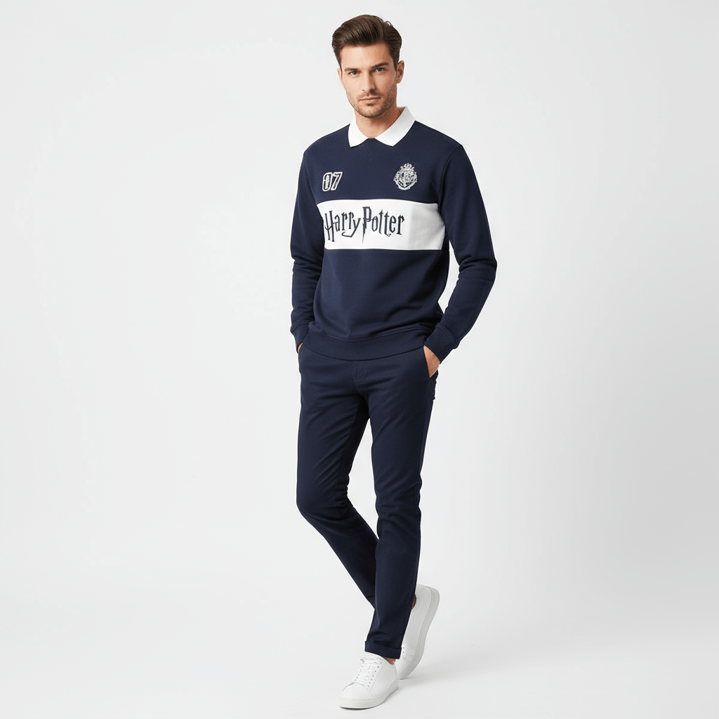 Giordano Men's Harry Potter Cotton Polyester Long Sleeve Polo - Limited Edition Collection - Premium Polo