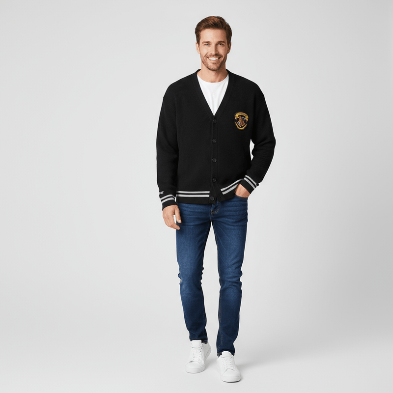 Giordano Men's Harry Potter V-Neck Button Cardigan With Textured Knit - Limited Edition Collection - Premium Cardigans