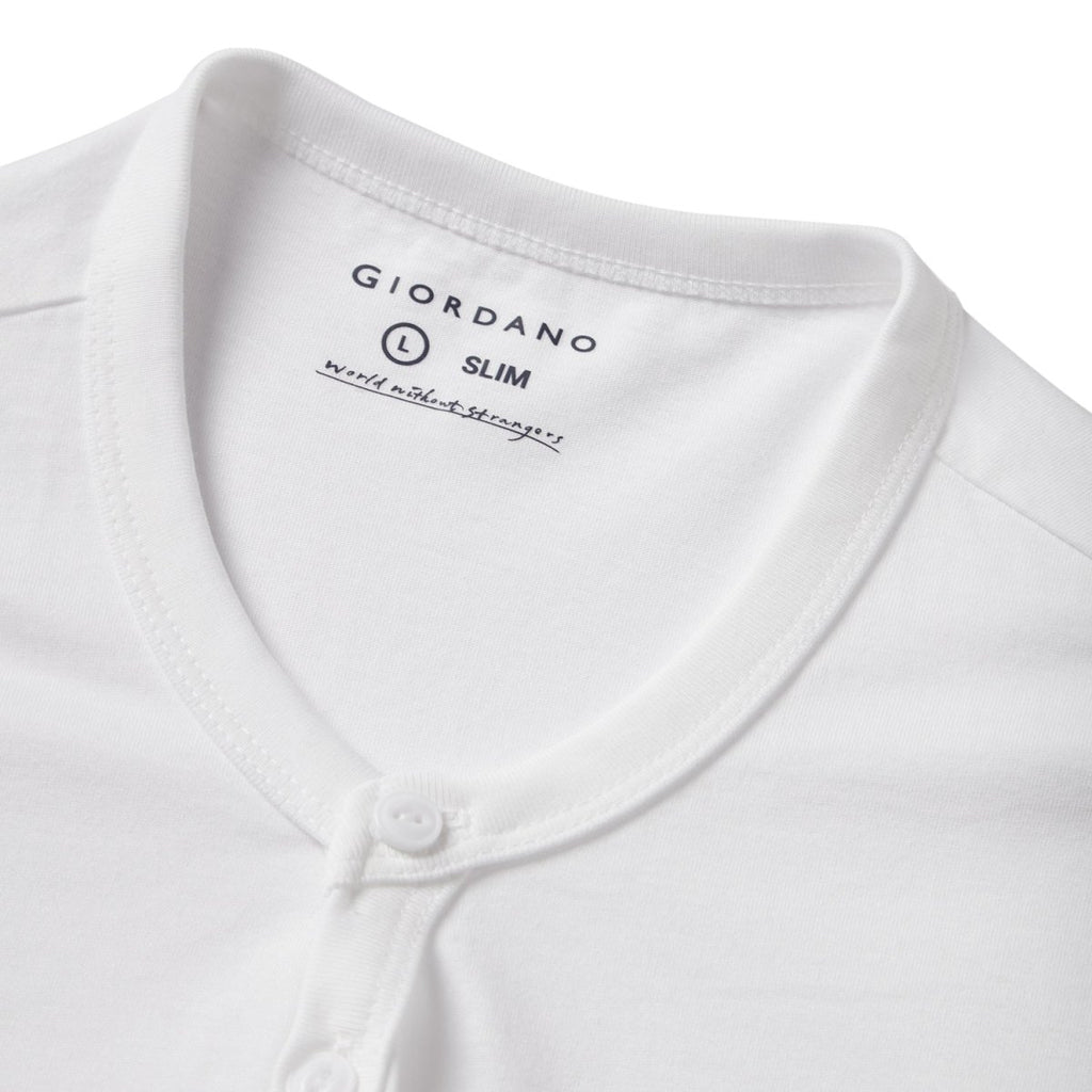 Giordano Men's Henley Tee with Lion Embroidery - Premium Tee