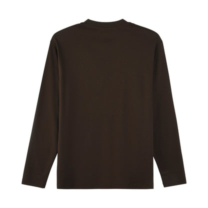 Men’S Interlock Crew Neck Long Sleeve Slim Fit Embroidery Liquid Touch Smart Collar Tees - Giordano