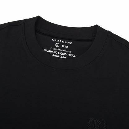 Men’S Interlock Crew Neck Long Sleeve Slim Fit Embroidery Liquid Touch Smart Collar Tees - Giordano