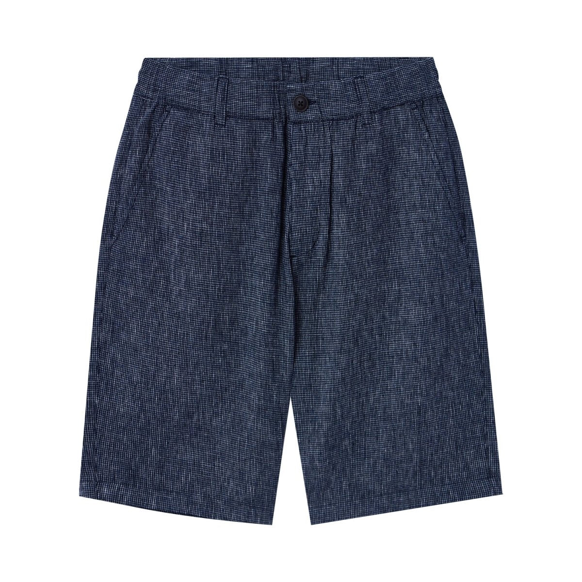 Men's Linen Cotton Bermuda Shorts: Slim Fit, Elastic Waist - Giordano