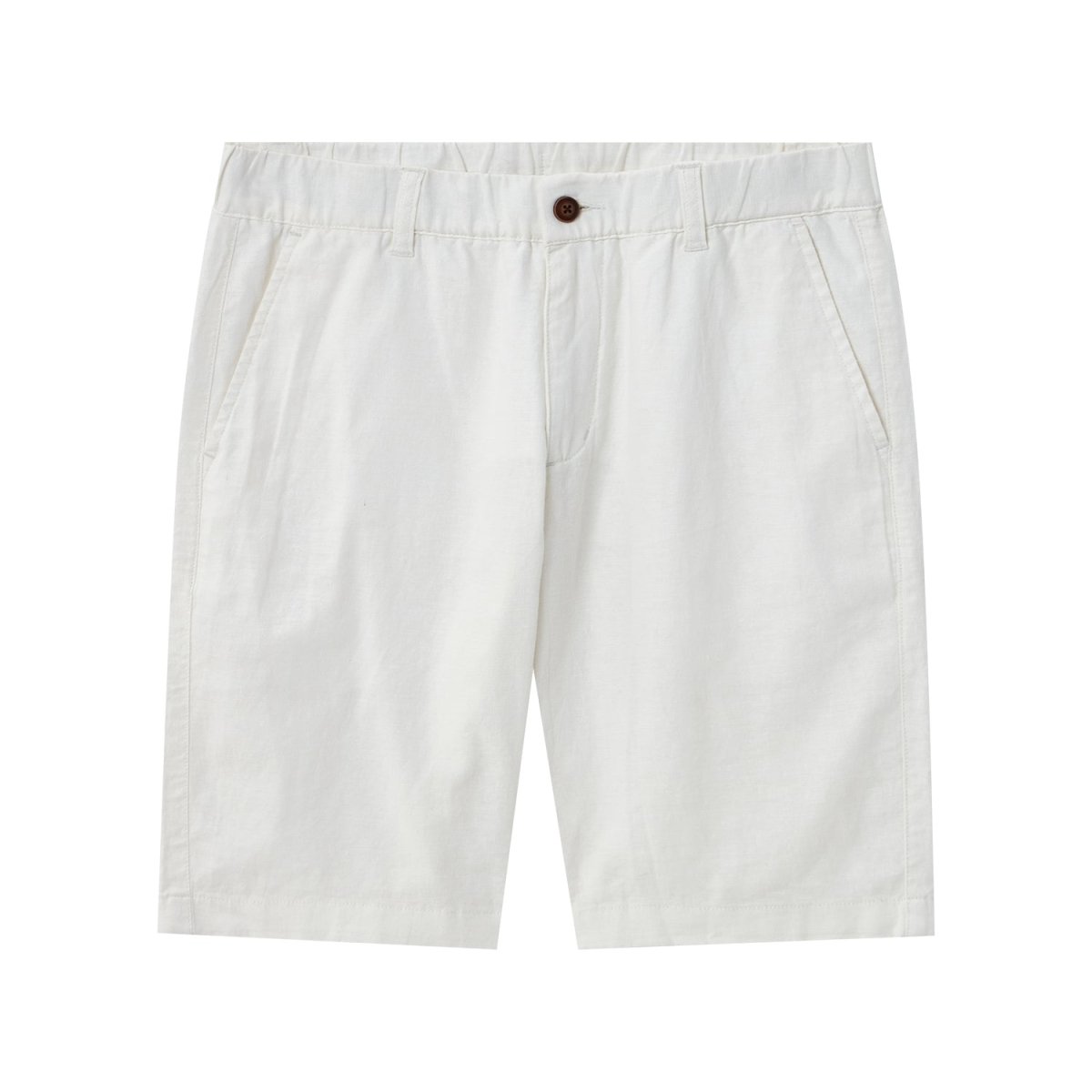 Men's Linen Cotton Bermuda Shorts: Slim Fit, Elastic Waist - Giordano