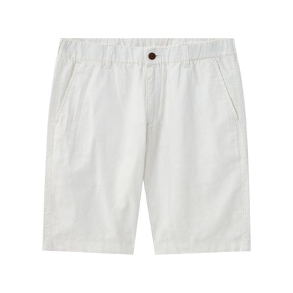 Men's Linen Cotton Bermuda Shorts: Slim Fit, Elastic Waist - Giordano