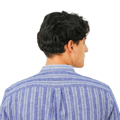 Men's Linen Cotton Poplin Band Collar Shirt | Slim Fit Summer Style - Giordano