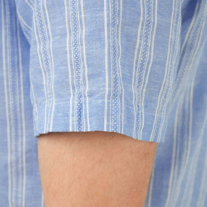 Men's Linen Cotton Poplin Band Collar Shirt | Slim Fit Summer Style - Giordano