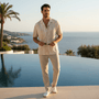 Giordano Men's Linen Cotton Poplin Shirt: Relaxed Fit, Breathable & Stylish - Premium Shirts