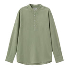 Men's Linen Cotton Poplin Shirt | Slim Fit, Band Collar S - Shop Giordano