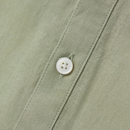 Men's Linen Cotton Poplin Shirt | Slim Fit, Band Collar - Giordano