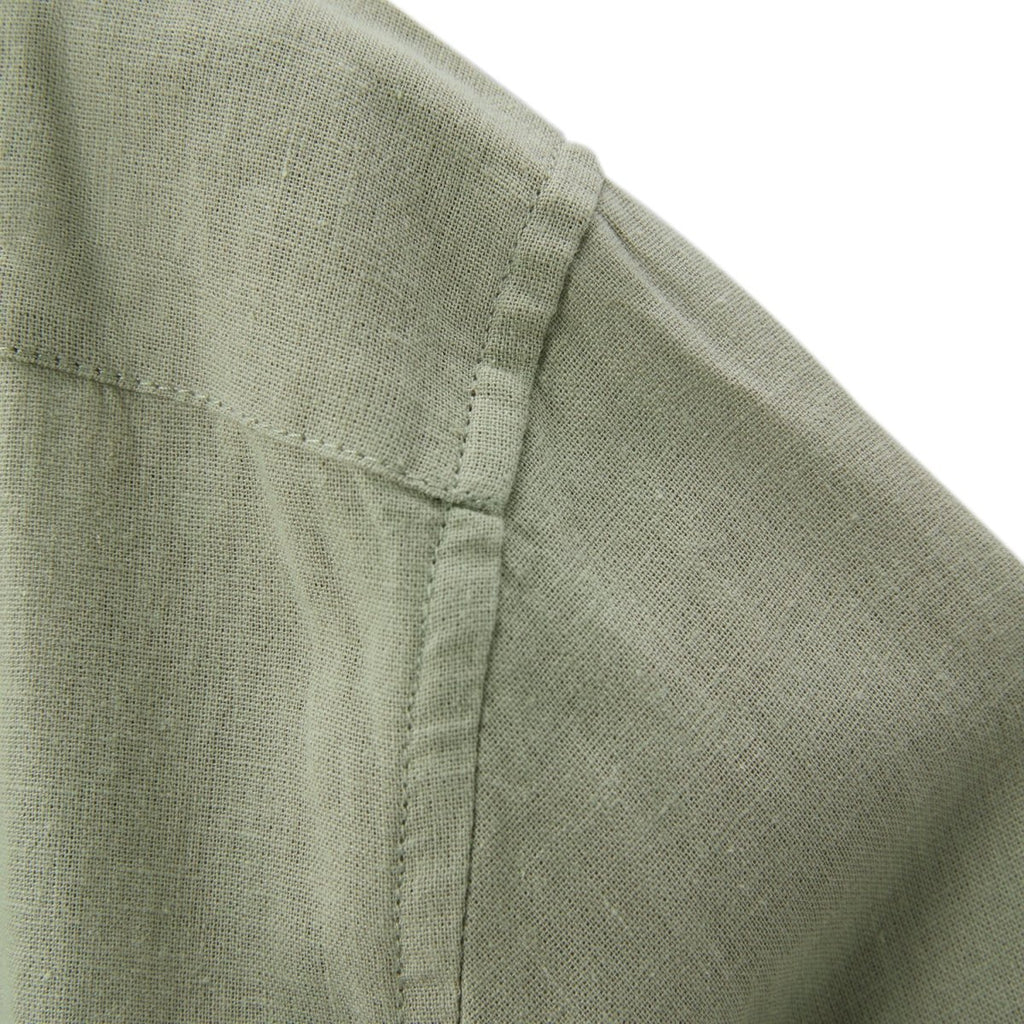 Men's Linen Cotton Poplin Shirt | Slim Fit, Band Collar S - Shop Giordano
