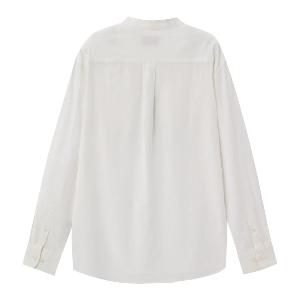 Giordano Men's Linen Cotton Poplin Shirt | Slim Fit, Band Collar - Premium Shirts