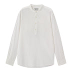 Giordano Men's Linen Cotton Poplin Shirt | Slim Fit, Band Collar - Premium Shirts