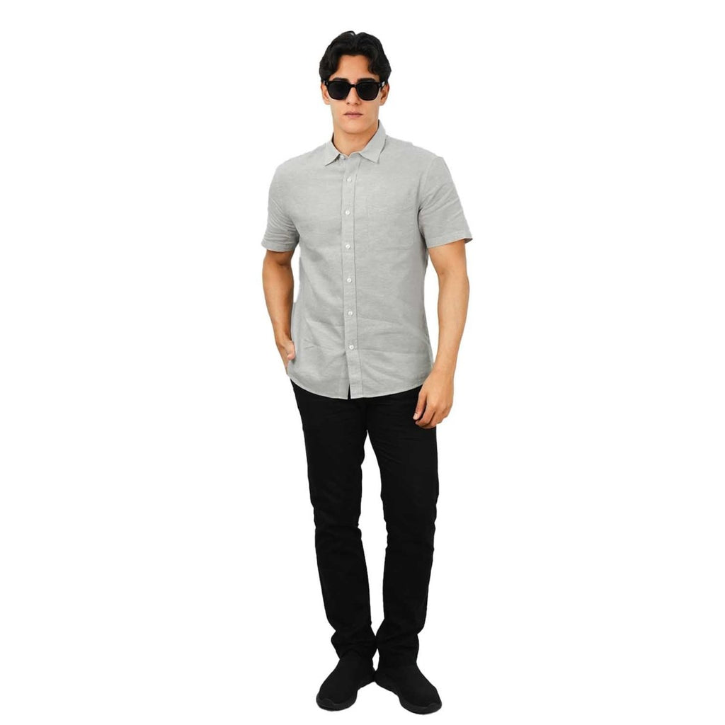 Giordano Men's Linen Cotton Poplin Short Sleeve Shirt - Premium Shirts